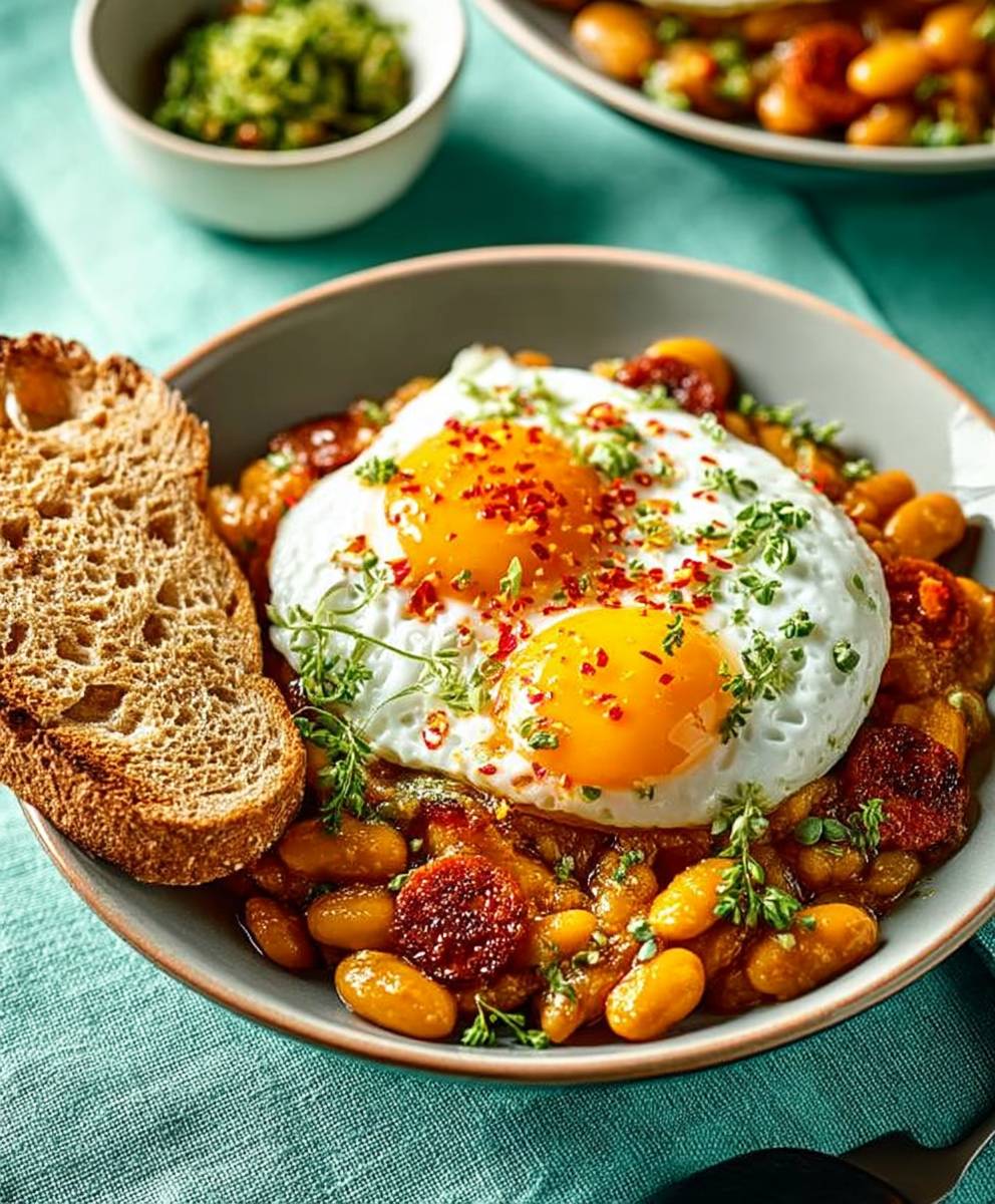 Saffron braised butter beans