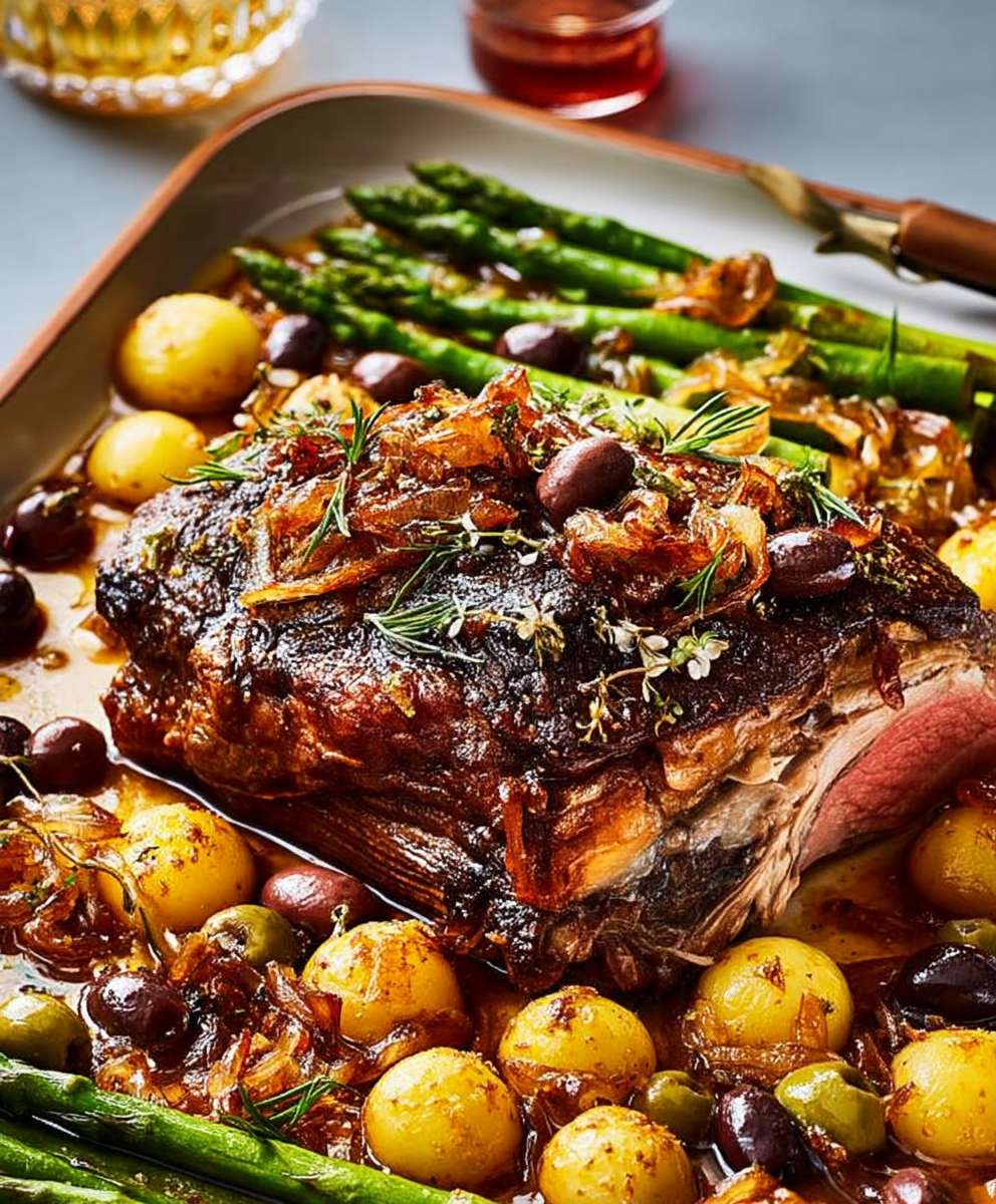 Lamb shoulder onions olives