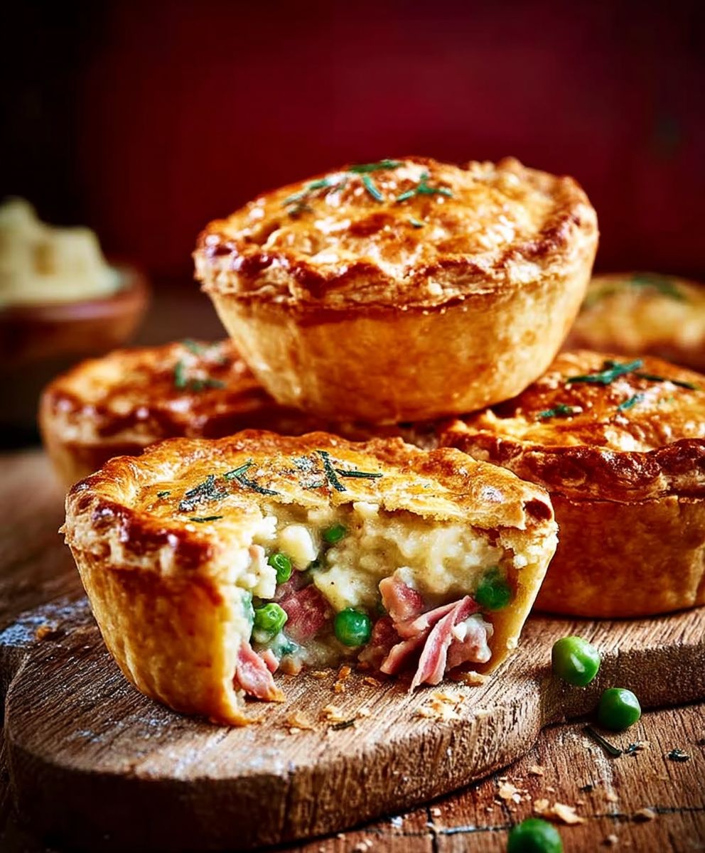 Ham and pea muffin pies