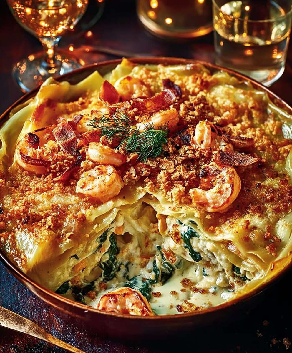 Prawn prosecco lasagne