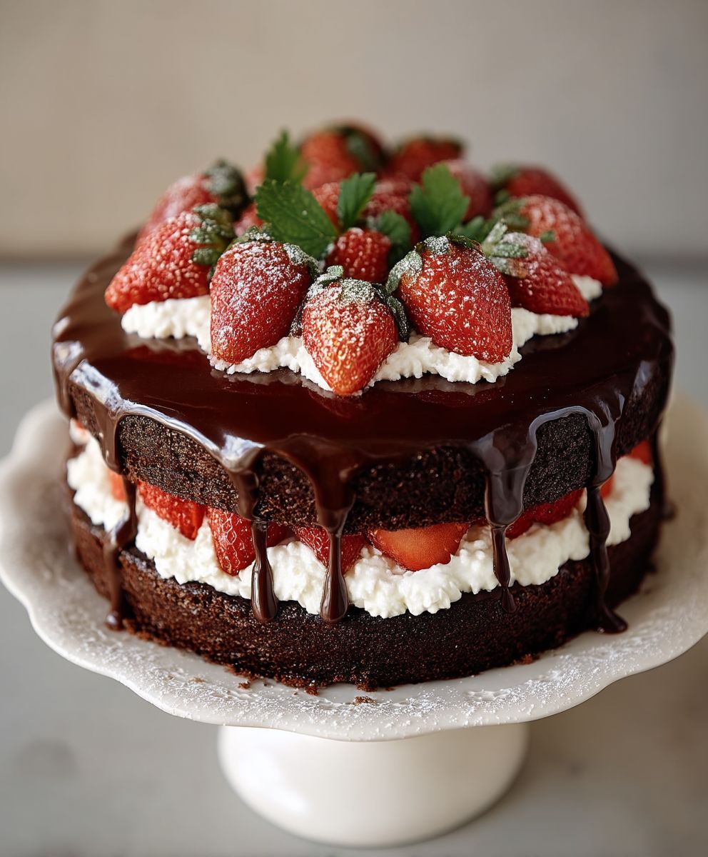 Chocolate Strawberry Layer Cake