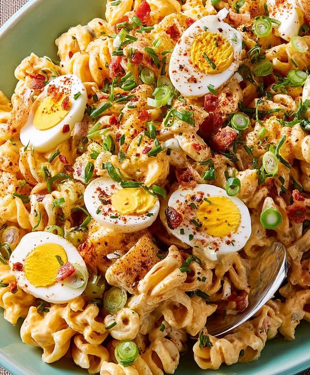 Deviled egg pasta salad