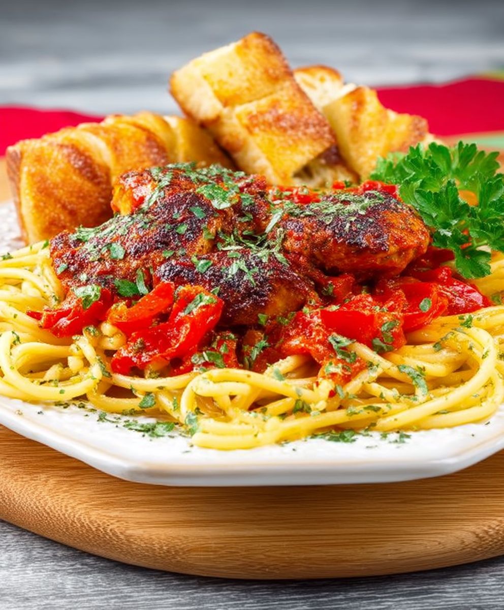 Puerto Rican Chicken Spaghetti