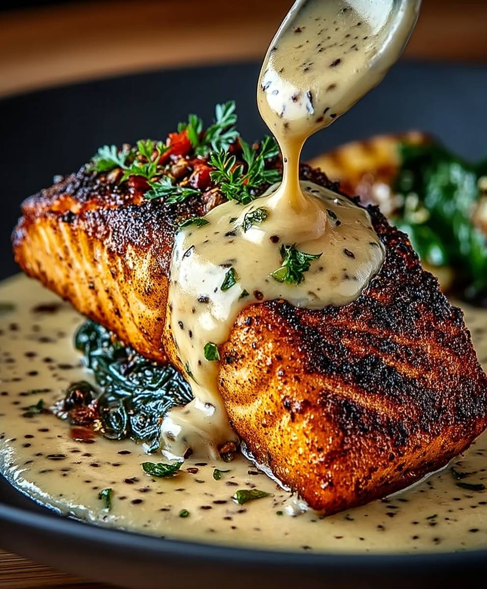 Blackened Salmon Dijon Sauce