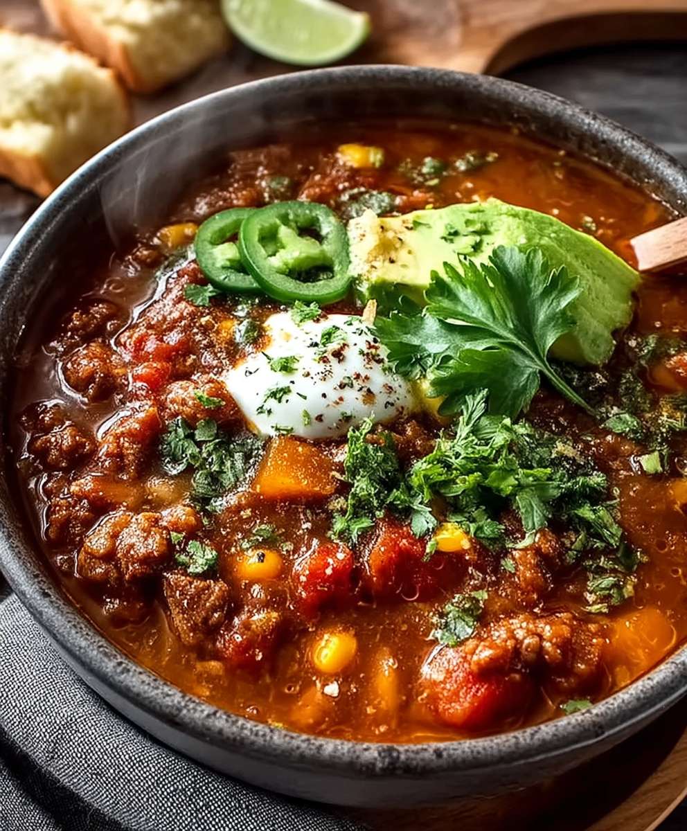 Spicy Queso Beef Chili