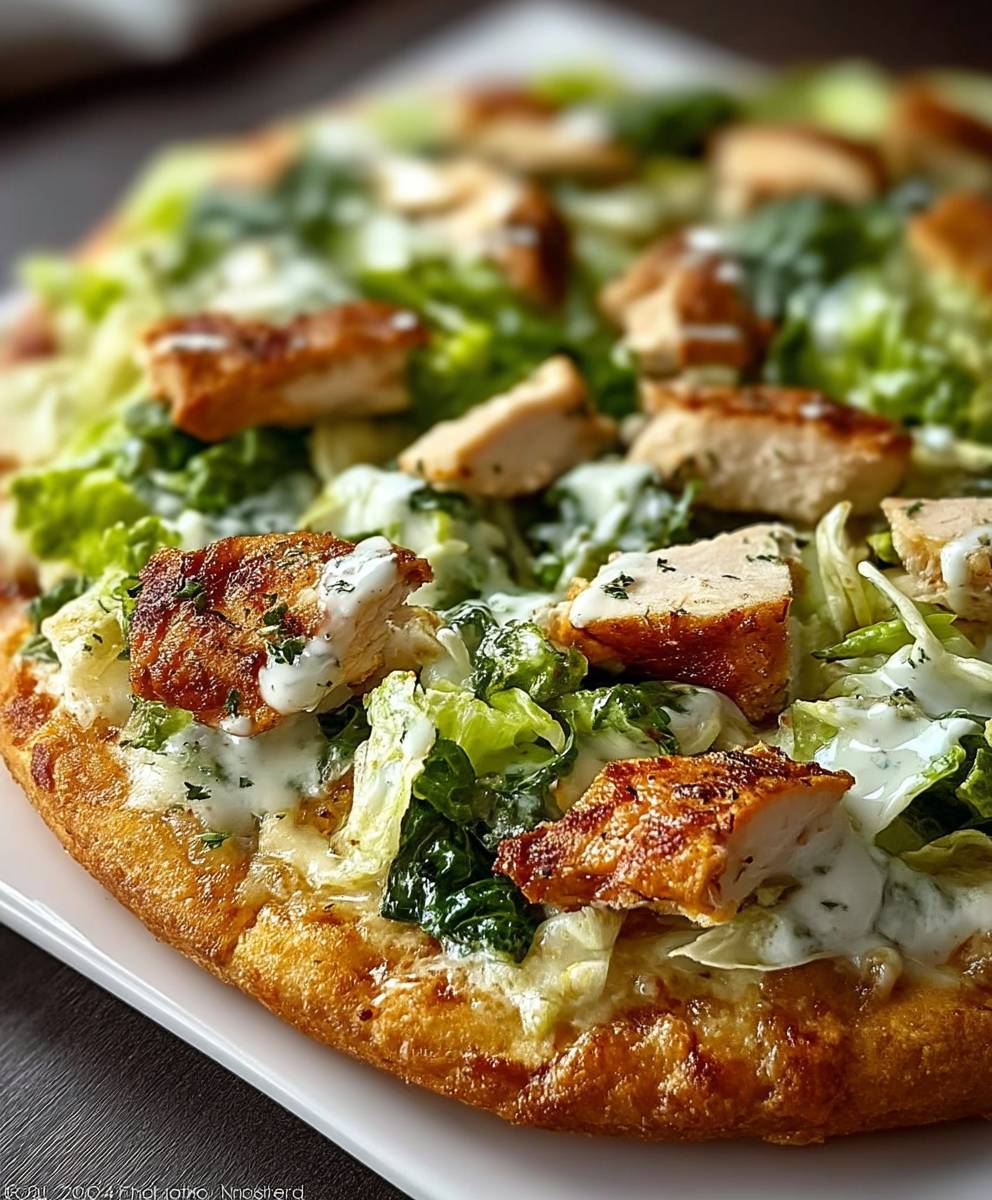 Chicken Crust Caesar Salad Pizza