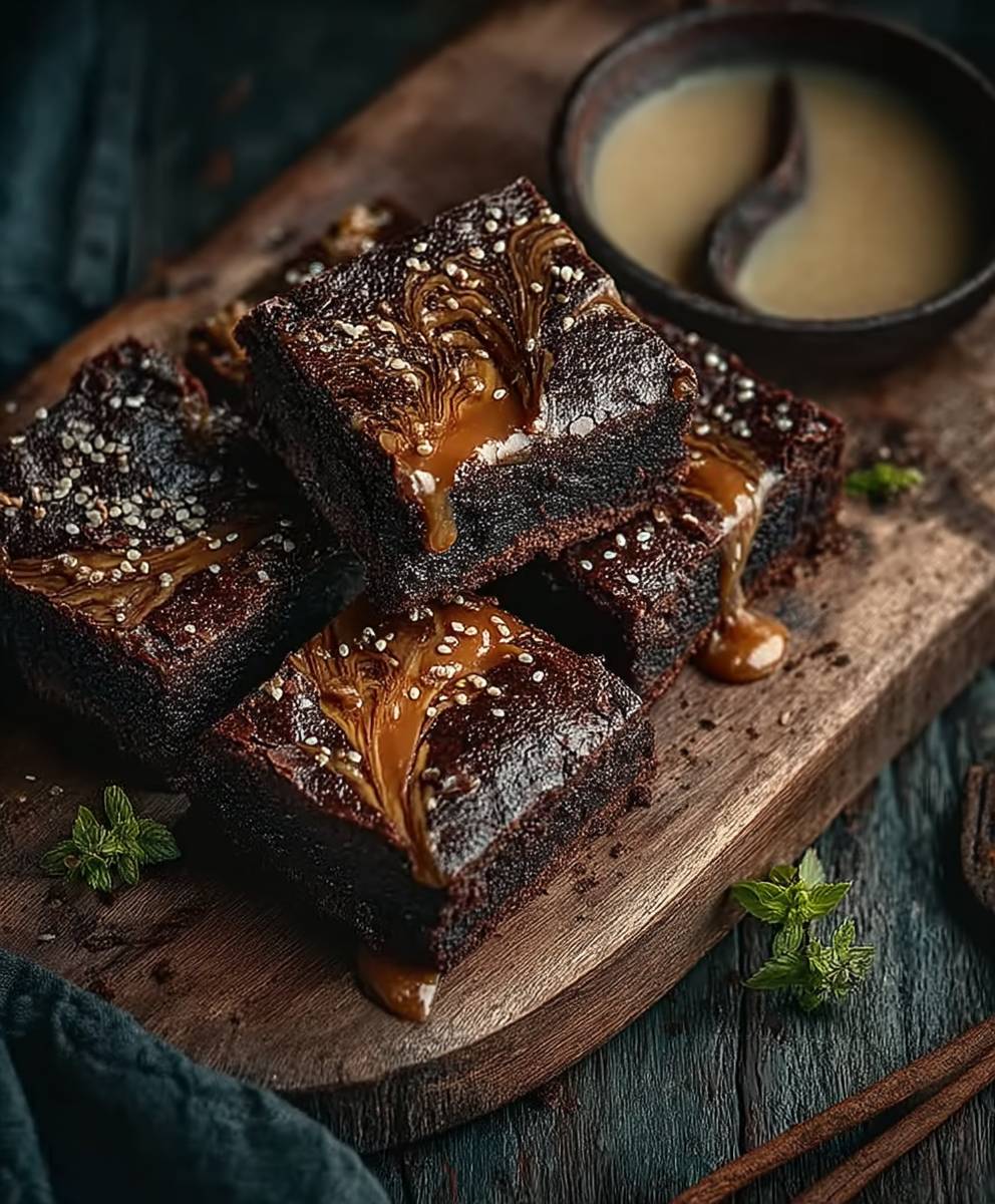Tahini Caramel Brownies