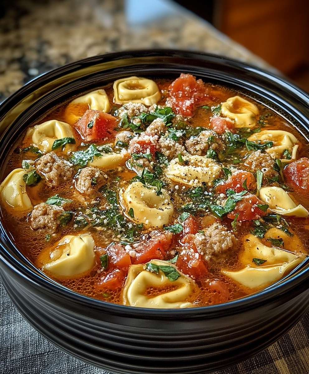 Sausage cheese tortellini soup