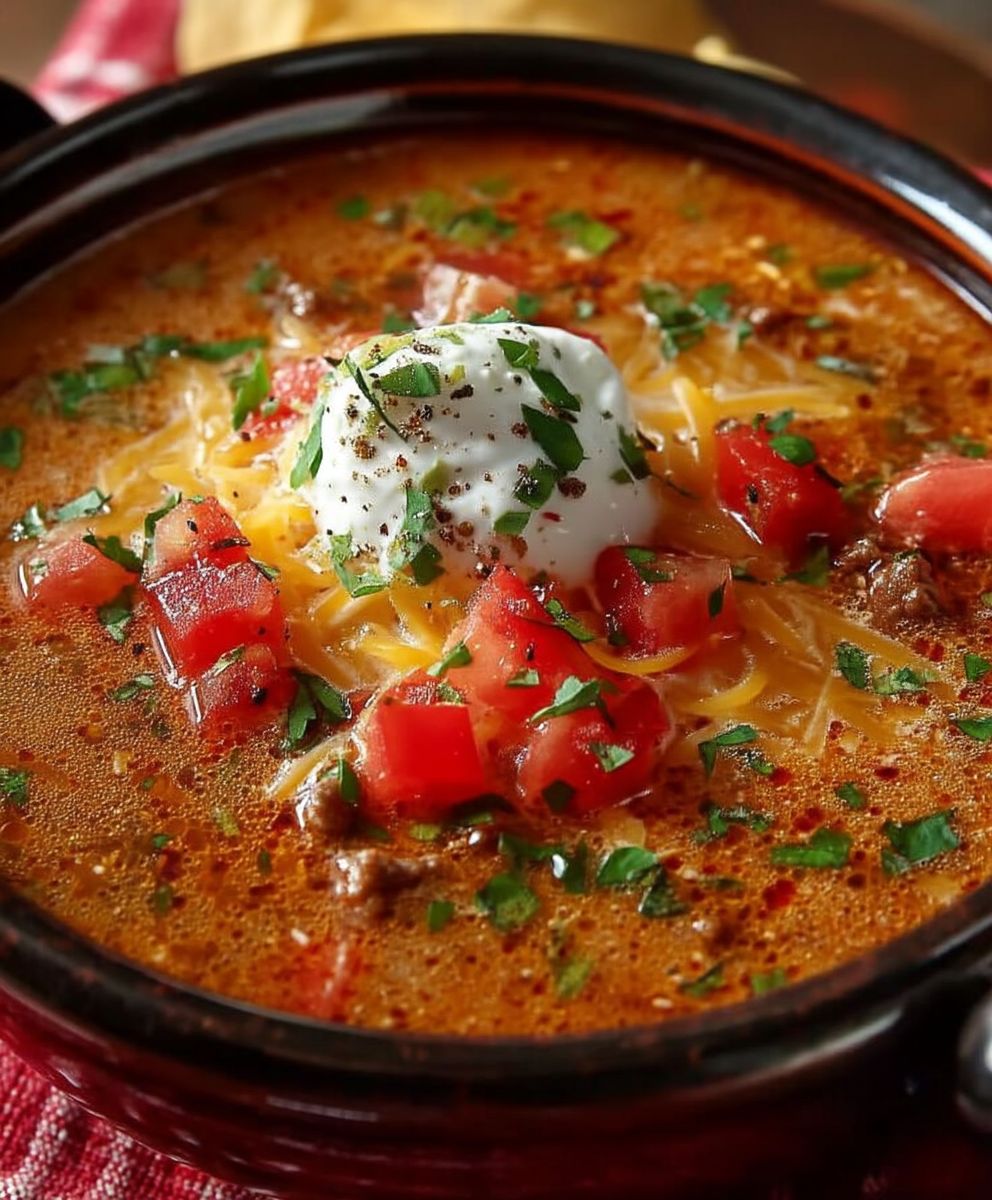 Creamy Beef Taco Soup