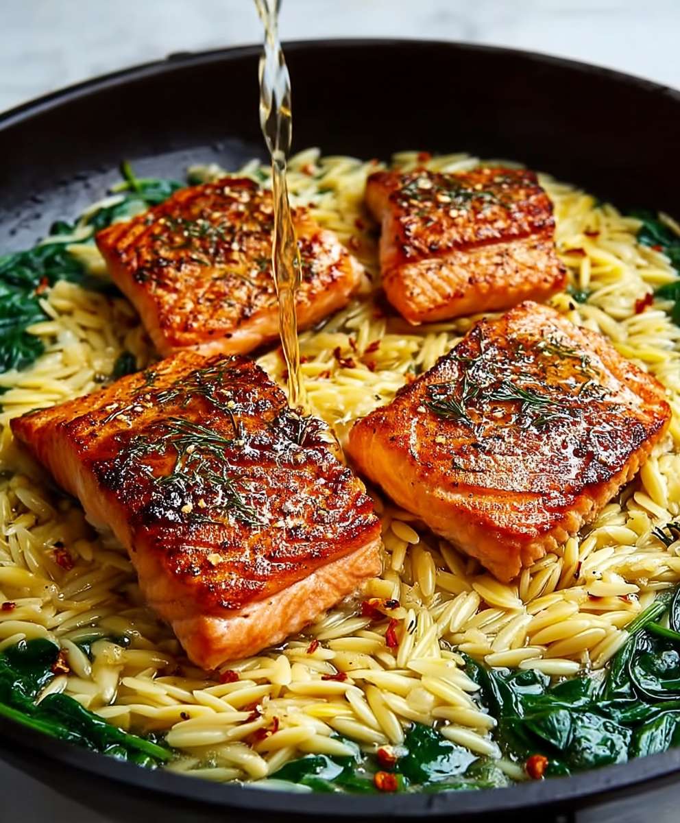 Skillet Salmon Lemon Orzo