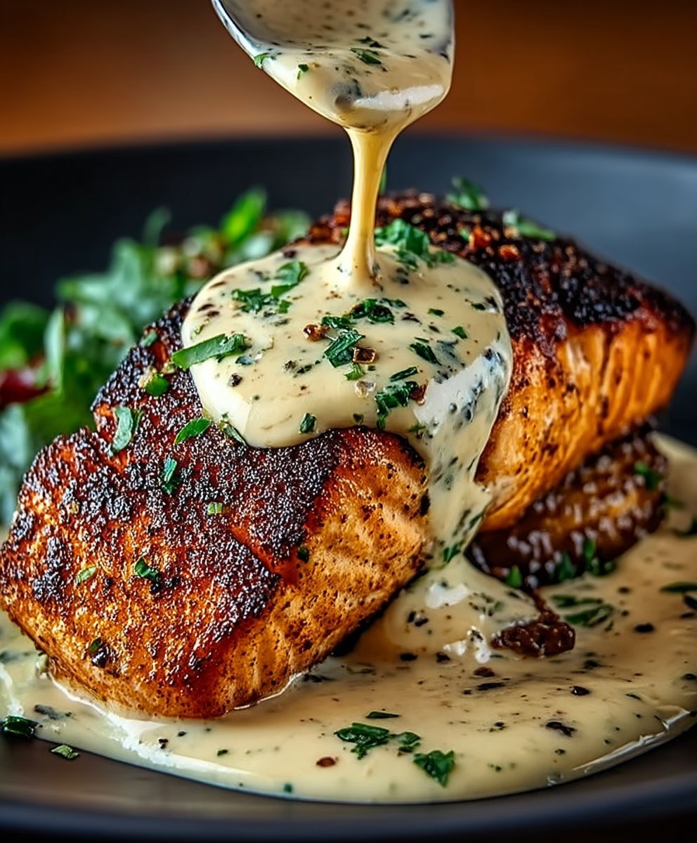 Blackened Salmon Dijon Sauce