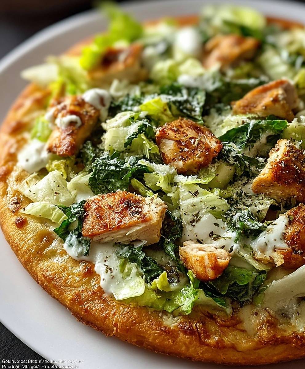 Chicken Crust Caesar Salad Pizza