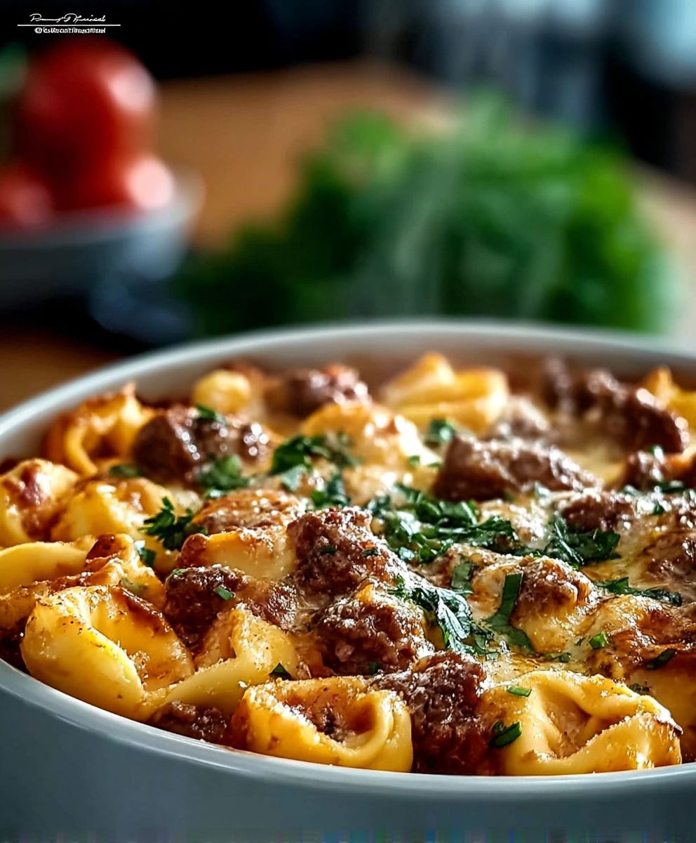 Garlic Parmesan Beef Tortellini