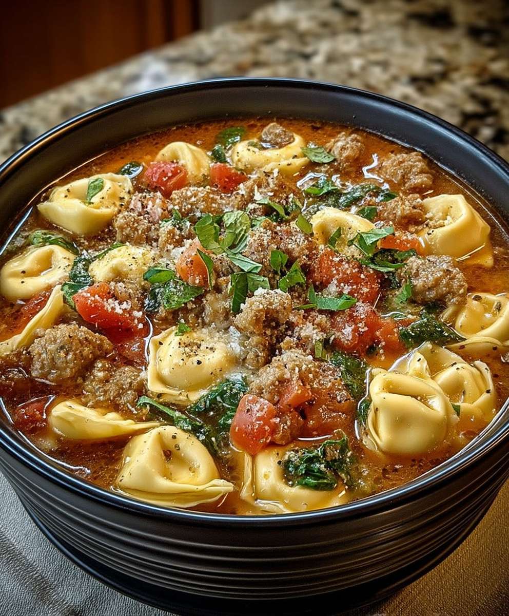Sausage cheese tortellini soup
