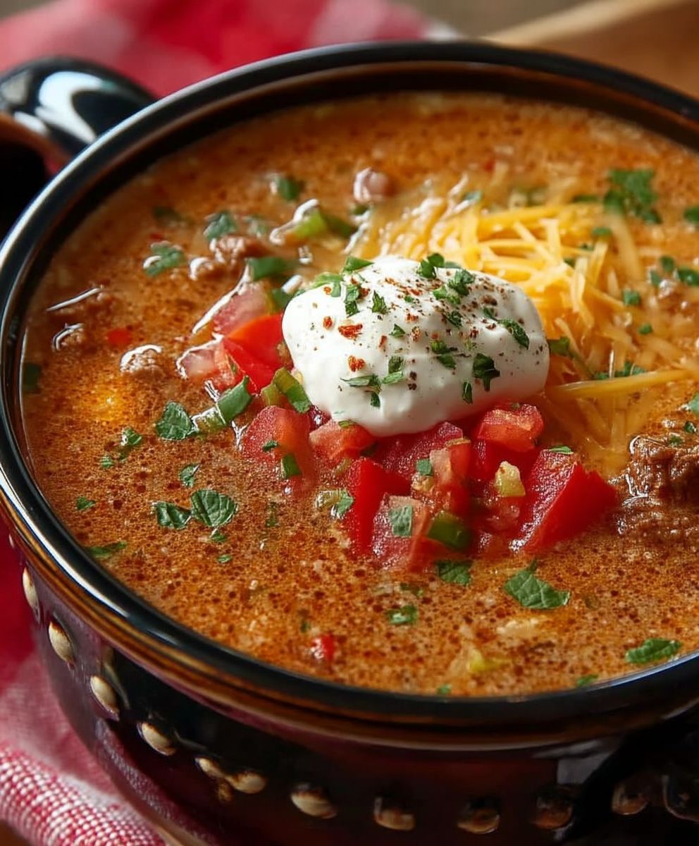 Creamy Beef Taco Soup
