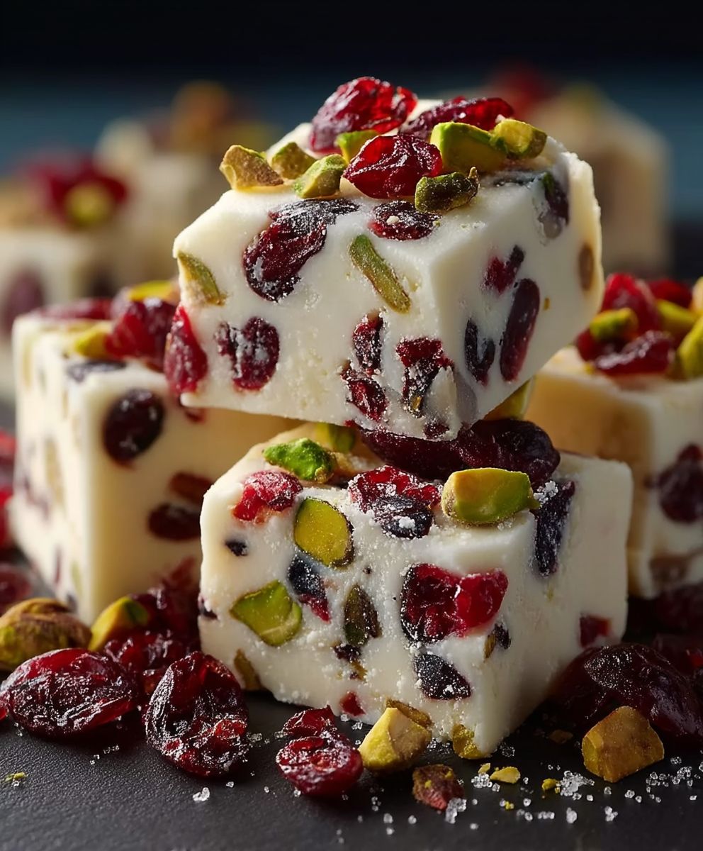 White Chocolate Cranberry Fudge