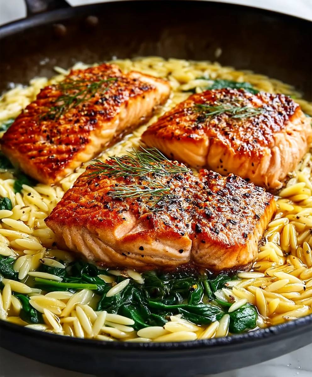 Skillet Salmon Lemon Orzo