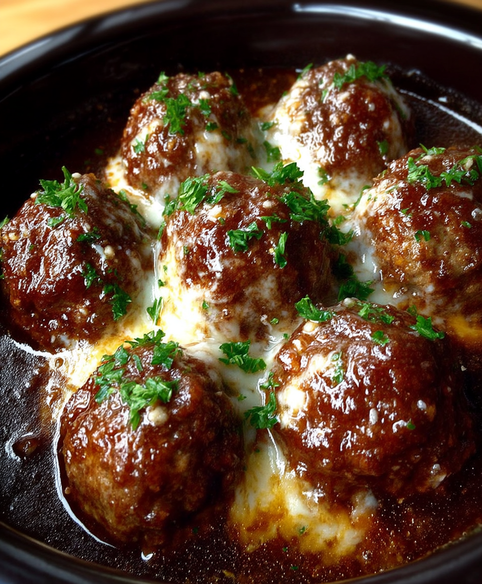 Crock Pot French Onion Meatballs
