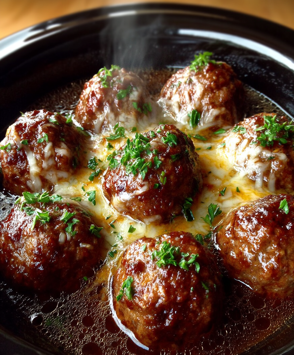 Crock Pot French Onion Meatballs