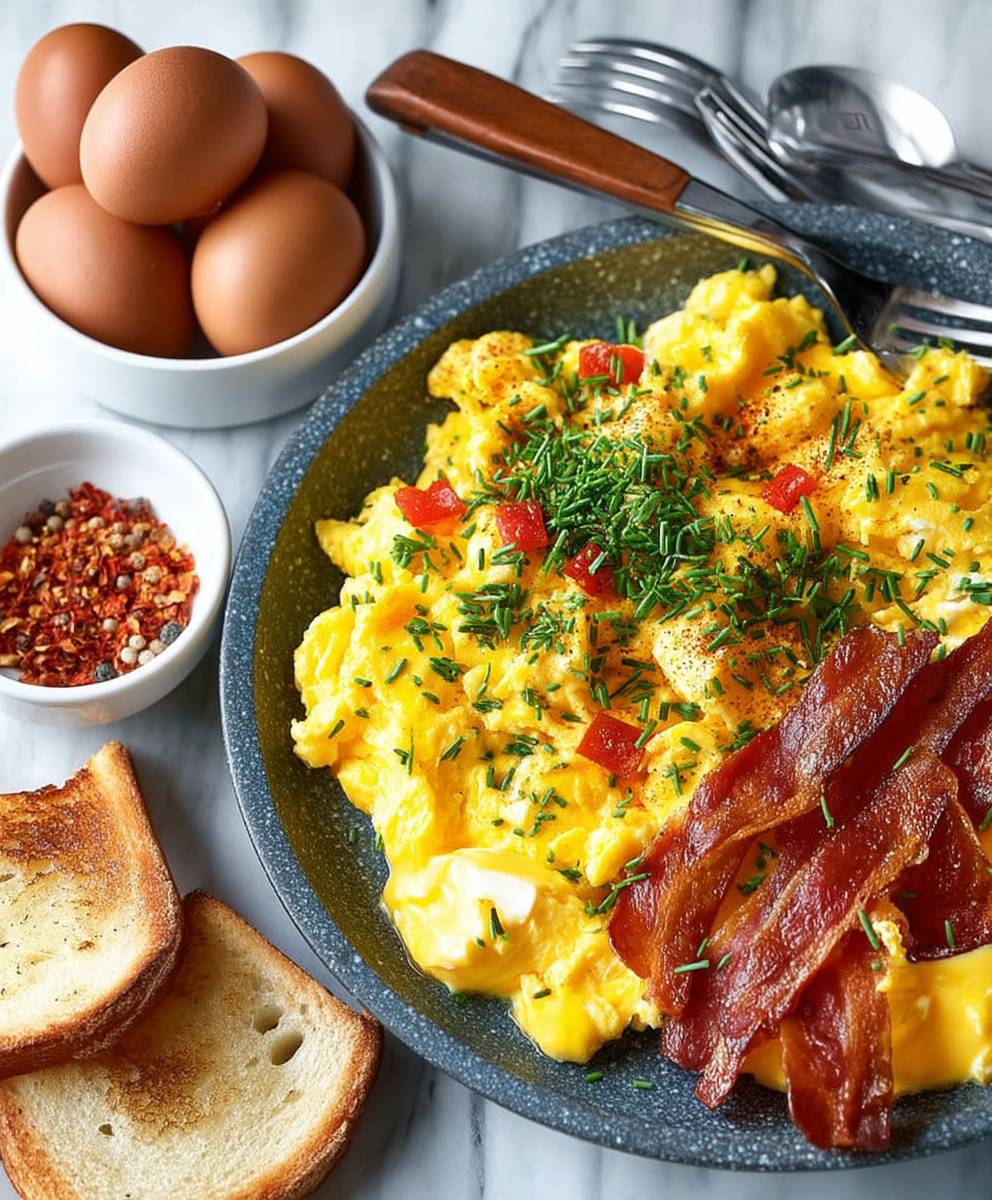 Scrambled eggs breakfast