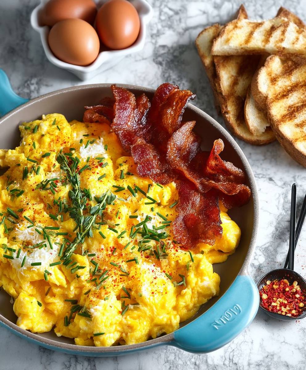 Scrambled eggs breakfast